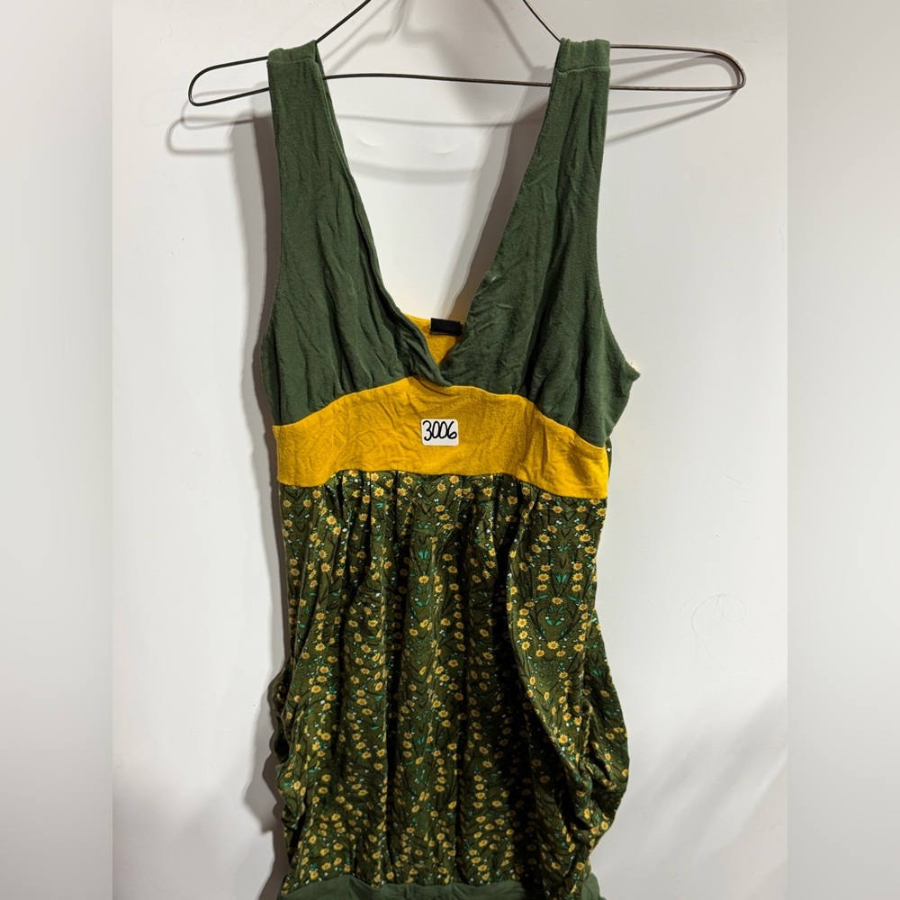#3006-Jezebel Green and Yellow Floral kids dress